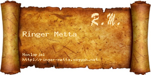 Ringer Metta névjegykártya